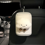 Cute Car Trash Can with Lid – Hanging Car Garbage Bin for Center Console, Leakproof Mini Car Organizer, Cartoon Design