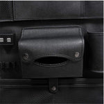 Car Seat Back Organizer with USB Charging Ports, PU Leather Hanging Storage Bag with Foldable Tray for Travel & Car Interior