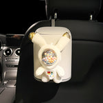 Cute Car Trash Can with Lid – Hanging Car Garbage Bin for Center Console, Leakproof Mini Car Organizer, Cartoon Design