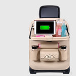 Car Back Seat Organizer with 4 USB Charging Ports – Leather Seat Hanging Storage Bag, Tablet Holder, Multi-Functional Car Organizer