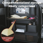 Car Seat Back Organizer with Foldable Tray – PU Leather Car Storage Bag, Tablet Holder & Travel Organizer