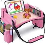 Kids Car Travel Tray Organizer – Back Seat Storage Tray with Tablet Holder, Waterproof Car Seat Activity Table for Children