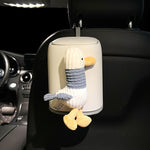 Cute Car Trash Can with Lid – Hanging Car Garbage Bin for Center Console, Leakproof Mini Car Organizer, Cartoon Design