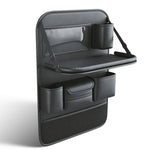 Car Seat Back Organizer with Foldable Tray – PU Leather Car Storage Bag, Tablet Holder & Travel Organizer