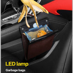 LED Car Trash Can Organizer – Hanging Car Garbage Bin with Storage Bag for Clean Car Interior Accessories