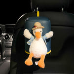 Cute Car Trash Can with Lid – Hanging Car Garbage Bin for Center Console, Leakproof Mini Car Organizer, Cartoon Design