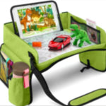 Kids Car Travel Tray Organizer – Back Seat Storage Tray with Tablet Holder, Waterproof Car Seat Activity Table for Children