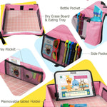 Kids Car Travel Tray Organizer – Back Seat Storage Tray with Tablet Holder, Waterproof Car Seat Activity Table for Children